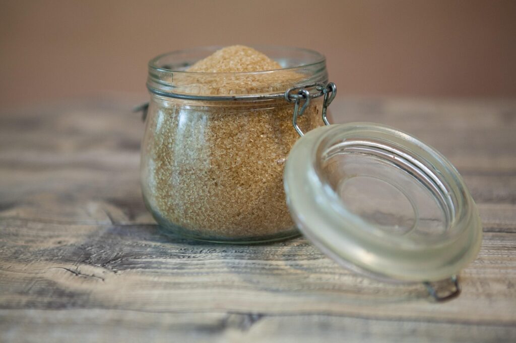 Monk fruit sweetener imitation in a glass holder