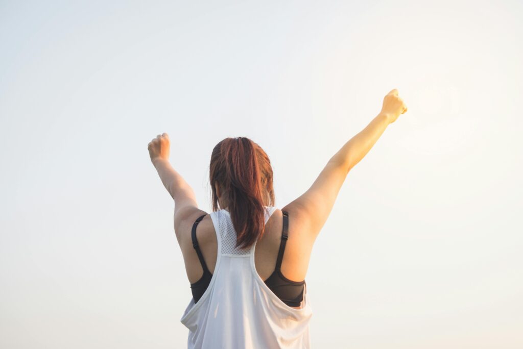 a woman winning a goal